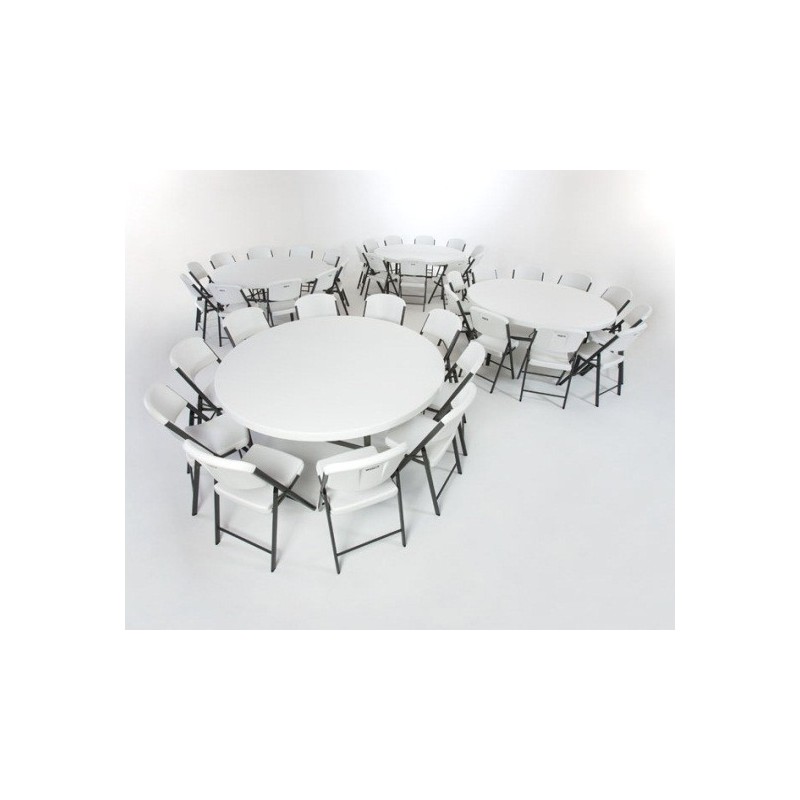 Lifetime 4 Tables / 40 Chairs - 72 in. Commercial Round Tables and Chairs Set - White (80145)