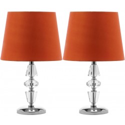 Safavieh Crescendo 16-inch H Tiered Crystal Lamp - Set of 2 - Clear/Orange (LIT4127D-SET2)