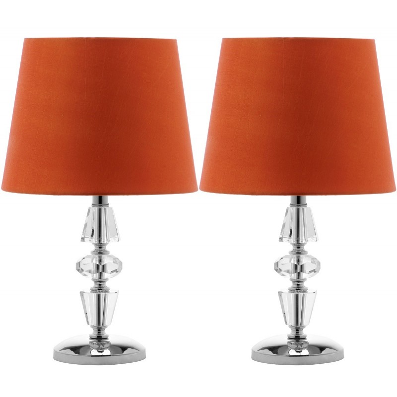 Safavieh Crescendo 16-inch H Tiered Crystal Lamp - Set of 2 - Clear/Orange (LIT4127D-SET2)