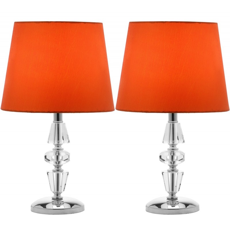 Safavieh Crescendo 16-inch H Tiered Crystal Lamp - Set of 2 - Clear/Orange (LIT4127D-SET2)