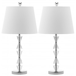 Safavieh Deco 24.5-inch H Prisms Crystal Lamp Set of 2 - Clear/Off-White (LIT4129A-SET2)