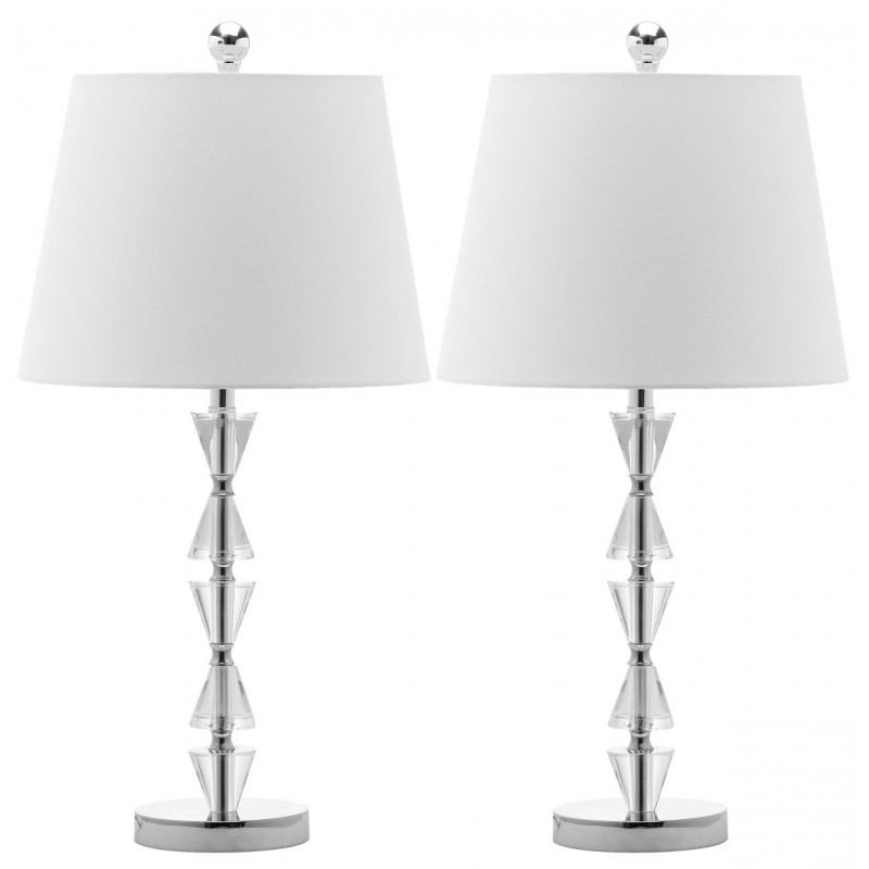 Safavieh Deco 24.5-inch H Prisms Crystal Lamp Set of 2 - Clear/Off-White (LIT4129A-SET2)