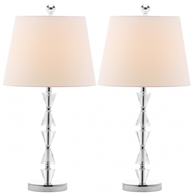 Safavieh Deco 24.5-inch H Prisms Crystal Lamp Set of 2 - Clear/Off-White (LIT4129A-SET2)