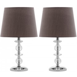 Safavieh Derry 15-inch H Stacked Crystal Orb Lamp - Set of 2 - Clear/Light Grey (LIT4130B-SET2)