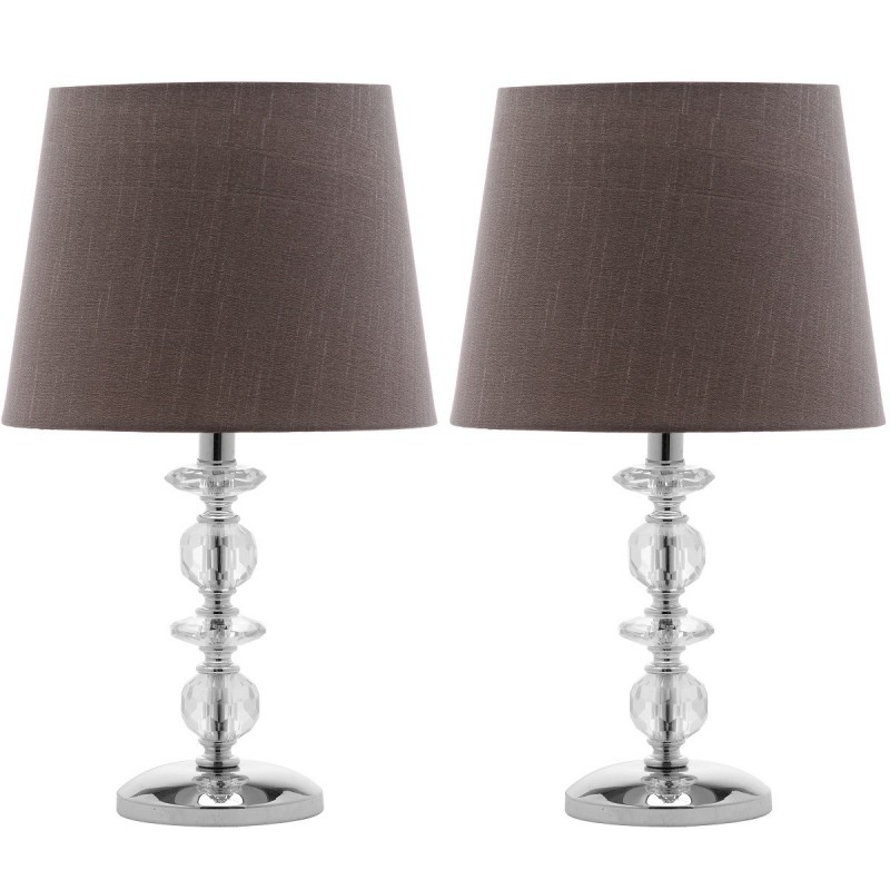 Safavieh Derry 15-inch H Stacked Crystal Orb Lamp - Set of 2 - Clear/Light Grey (LIT4130B-SET2)