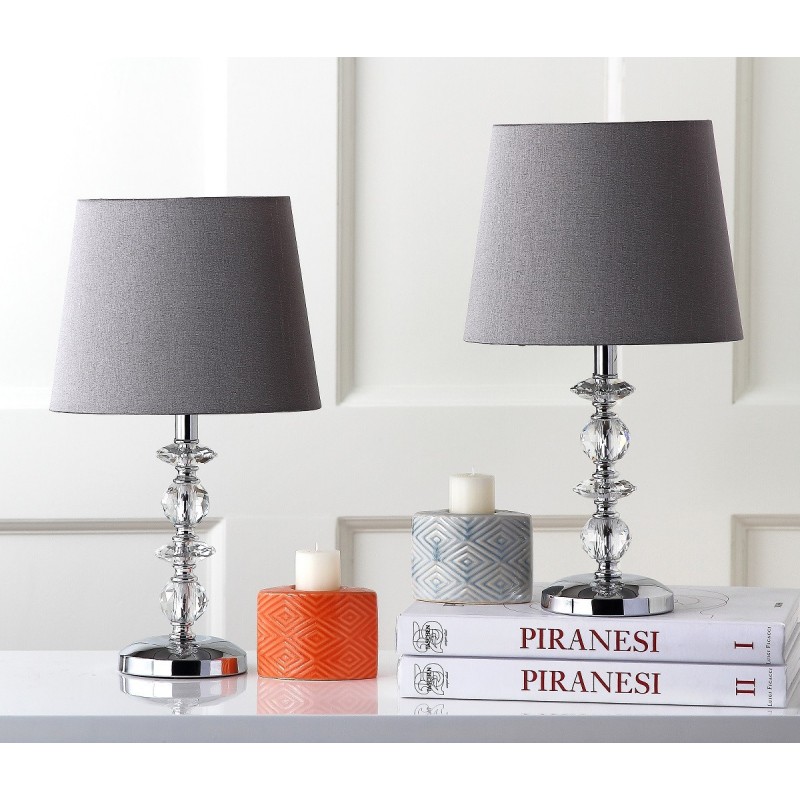 Safavieh Derry 15-inch H Stacked Crystal Orb Lamp - Set of 2 - Clear/Light Grey (LIT4130B-SET2)