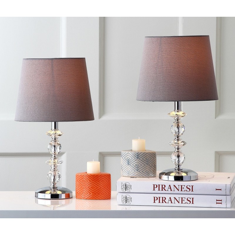 Safavieh Derry 15-inch H Stacked Crystal Orb Lamp - Set of 2 - Clear/Light Grey (LIT4130B-SET2)