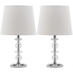 Safavieh Derry 15-inch H Stacked Crystal Orb Lamp - Set of 2 - Clear/Off-white (LIT4130C-SET2)