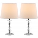 Safavieh Derry 15-inch H Stacked Crystal Orb Lamp - Set of 2 - Clear/Off-white (LIT4130C-SET2)