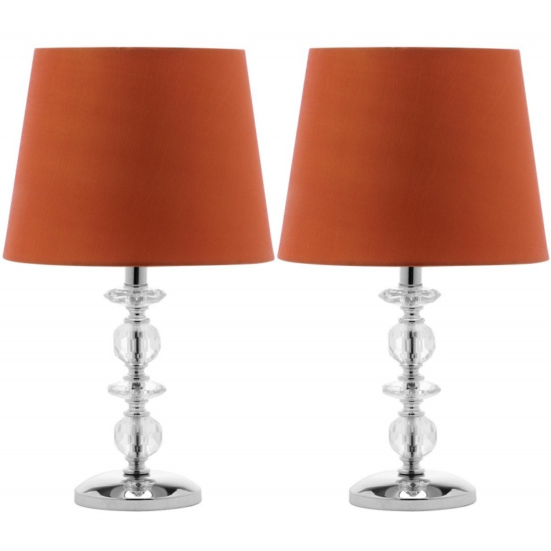 Safavieh Derry 15-inch H Stacked Crystal Orb Lamp - Set of 2 - Clear/Orange (LIT4130D-SET2