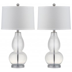 Safavieh Mercurio 28.5-Inch H Double Gourd Lamp Set of 2 - Clear/Off-White (LIT4155B-SET2)