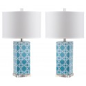 Safavieh Quatrefoil 27-inch H Table Lamp Set of 2 - Light Blue/Off-White (LIT4133B-SET2)