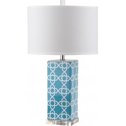 Safavieh Quatrefoil 27-inch H Table Lamp Set of 2 - Light Blue/Off-White (LIT4133B-SET2)