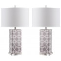 Safavieh Quatrefoil 27-inch H Table Lamp Set of 2 - Grey/Off-White (LIT4133C-SET2)