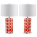 Safavieh Quatrefoil 27-inch H Table Lamp Set of 2 - Orange/Off-White (LIT4133D-SET2)