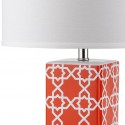 Safavieh Quatrefoil 27-inch H Table Lamp Set of 2 - Orange/Off-White (LIT4133D-SET2)