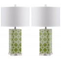 Safavieh Quatrefoil 27-inch H Table Lamp Set of 2 - Green/Off-White (LIT4133F-SET2)