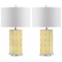 Safavieh Quatrefoil 27-inch H Table Lamp Set of 2 - Yellow/Off-White (LIT4133G-SET2)