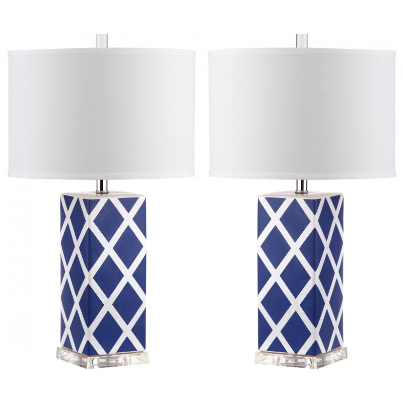 Safavieh Garden 27-inch H Lattice Table Lamp Set of 2 - Navy/Off-White (LIT4134A-SET2)