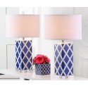 Safavieh Garden 27-inch H Lattice Table Lamp Set of 2 - Navy/Off-White (LIT4134A-SET2)