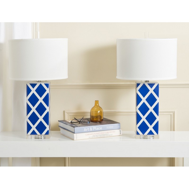 Safavieh Garden 27-inch H Lattice Table Lamp Set of 2 - Navy/Off-White (LIT4134A-SET2)