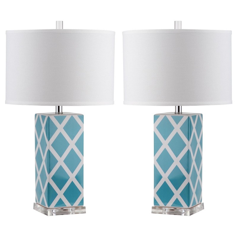 Safavieh Garden 27-inch H Lattice Table Lamp Set of 2 - Light Blue/Off-White (LIT4134B-SET2)