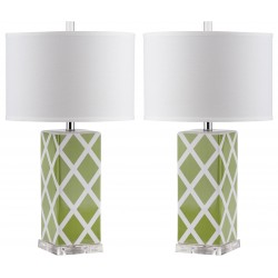 Safavieh Garden 27-inch H Lattice Table Lamp Set of 2 - Green/Off-White (LIT4134F-SET2)