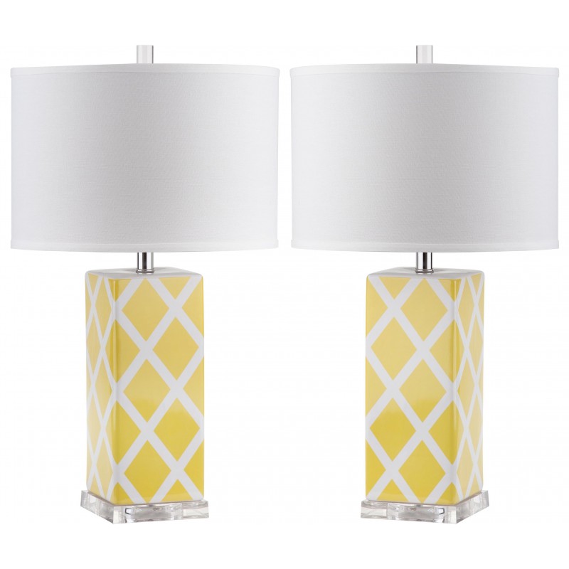 Safavieh Garden 27-inch H Lattice Table Lamp Set of 2 - Yellow/Off-White (LIT4134G-SET2)