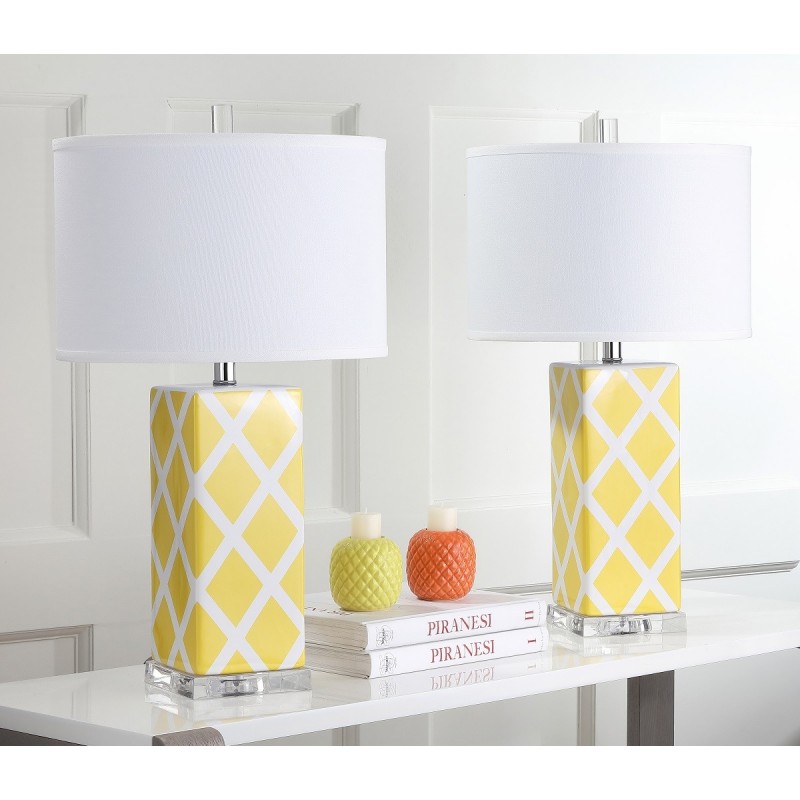 Safavieh Garden 27-inch H Lattice Table Lamp Set of 2 - Yellow/Off-White (LIT4134G-SET2)