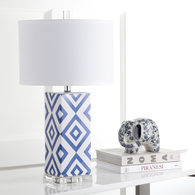 Safavieh Diamonds 27-inch H Table Lamp Set of 2 - Navy/Off-White (LIT4135A-SET2)