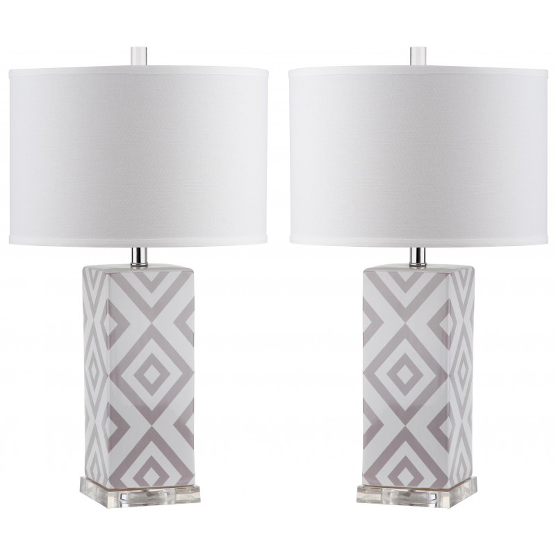 Safavieh Diamonds 27-inch H Table Lamp Set of 2 - Grey/Off-White (LIT4135C-SET2)