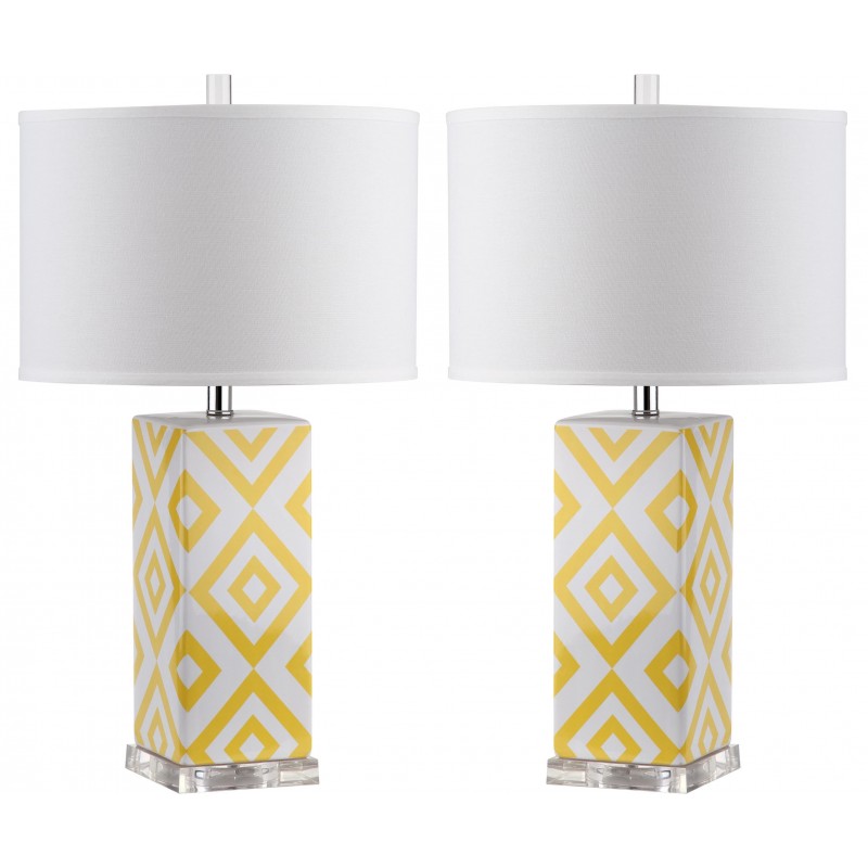Safavieh Diamonds 27-inch H Table Lamp Set of 2 - Yellow/Off-White (LIT4135G-SET2)