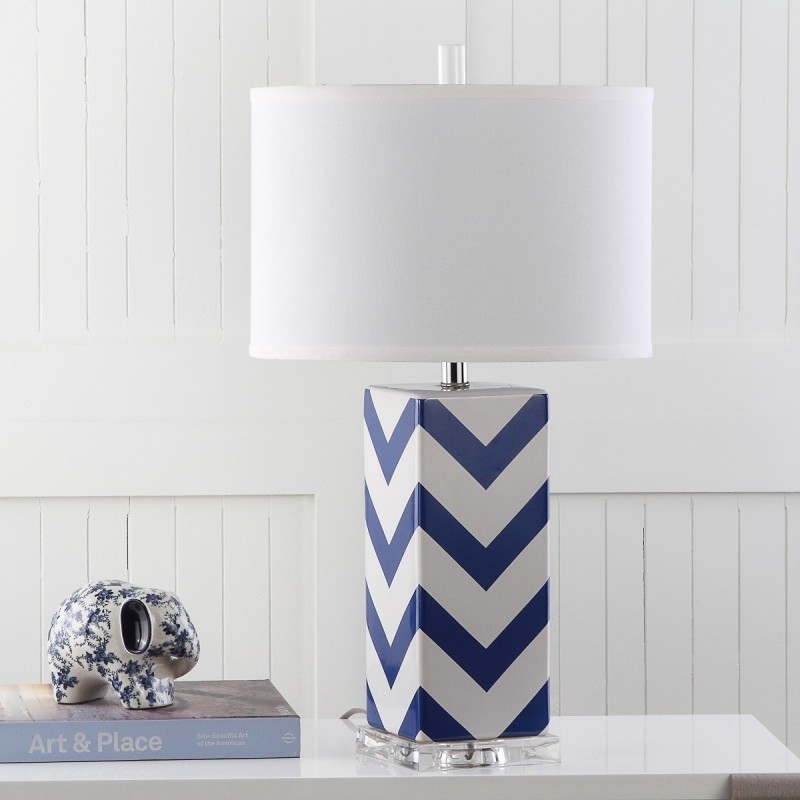 Safavieh Chevron 27-inch H Stripe Table Lamp Set of 2 - Navy/Off-White (LIT4136A-SET2)
