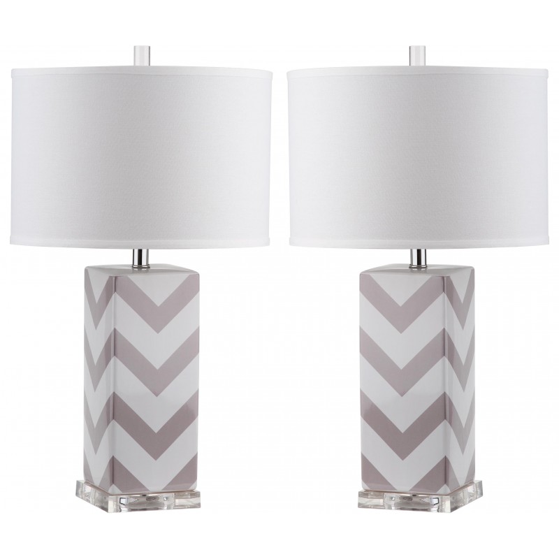 Safavieh Chevron 27-inch H Stripe Table Lamp Set of 2 - Grey/Off-White (LIT4136C-SET2) Safavieh Chevron 27-inch H Stripe Table Lamp Set of 2 - Grey/Off-White (LIT4136C-SET2)