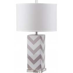Safavieh Chevron 27-inch H Stripe Table Lamp Set of 2 - Grey/Off-White (LIT4136C-SET2)