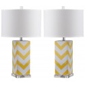 Safavieh Chevron 27-inch H Stripe Table Lamp Set of 2 - Yellow/Off-White (LIT4136G-SET2)