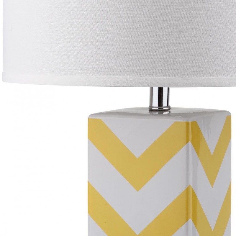 Safavieh Chevron 27-inch H Stripe Table Lamp Set of 2 - Yellow/Off-White (LIT4136G-SET2)