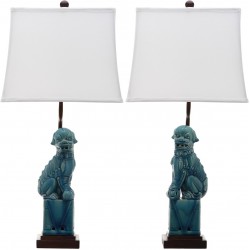 Safavieh Foo 28.5-inch H Dog Table Lamp - Blue/Off-White - Set Of 2 (LIT4137A-SET2)