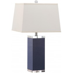 Safavieh Deco 27-inch H Leather Table Lamp Set of 2- Navy/Off-White (LIT4143A-SET2)