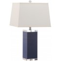 Safavieh Deco 27-inch H Leather Table Lamp Set of 2- Navy/Off-White (LIT4143A-SET2)