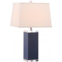 Safavieh Deco 27-inch H Leather Table Lamp Set of 2- Navy/Off-White (LIT4143A-SET2)