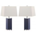 Safavieh Deco 27-inch H Leather Table Lamp Set of 2- Navy/Off-White (LIT4143A-SET2)