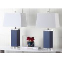 Safavieh Deco 27-inch H Leather Table Lamp Set of 2- Navy/Off-White (LIT4143A-SET2)