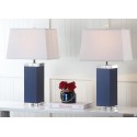 Safavieh Deco 27-inch H Leather Table Lamp Set of 2- Navy/Off-White (LIT4143A-SET2)