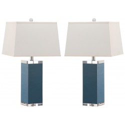 Safavieh Deco 27-inch H Leather Table Lamp Set of 2 - Light Blue/Off-White (LIT4143B-SET2)