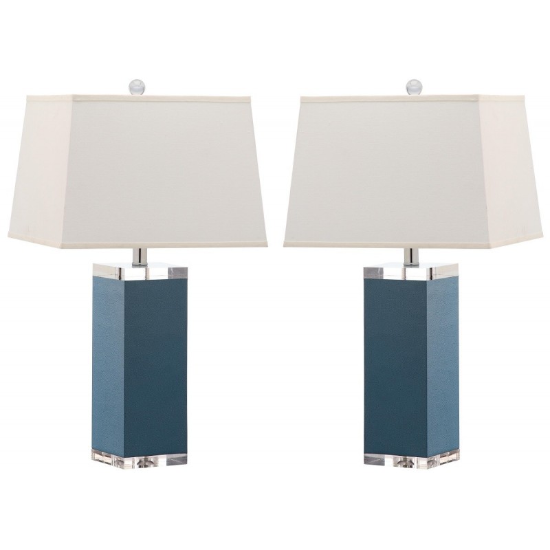 Safavieh Deco 27-inch H Leather Table Lamp Set of 2 - Light Blue/Off-White (LIT4143B-SET2)