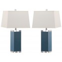 Safavieh Deco 27-inch H Leather Table Lamp Set of 2 - Light Blue/Off-White (LIT4143B-SET2)