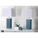 Safavieh Deco 27-inch H Leather Table Lamp Set of 2 - Light Blue/Off-White (LIT4143B-SET2)