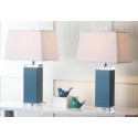 Safavieh Deco 27-inch H Leather Table Lamp Set of 2 - Light Blue/Off-White (LIT4143B-SET2)