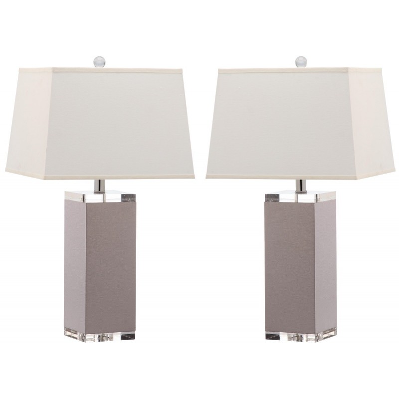 Safavieh Deco 27-inch H Leather Table Lamp Set of 2 - Grey/Off-White (LIT4143C-SET2)